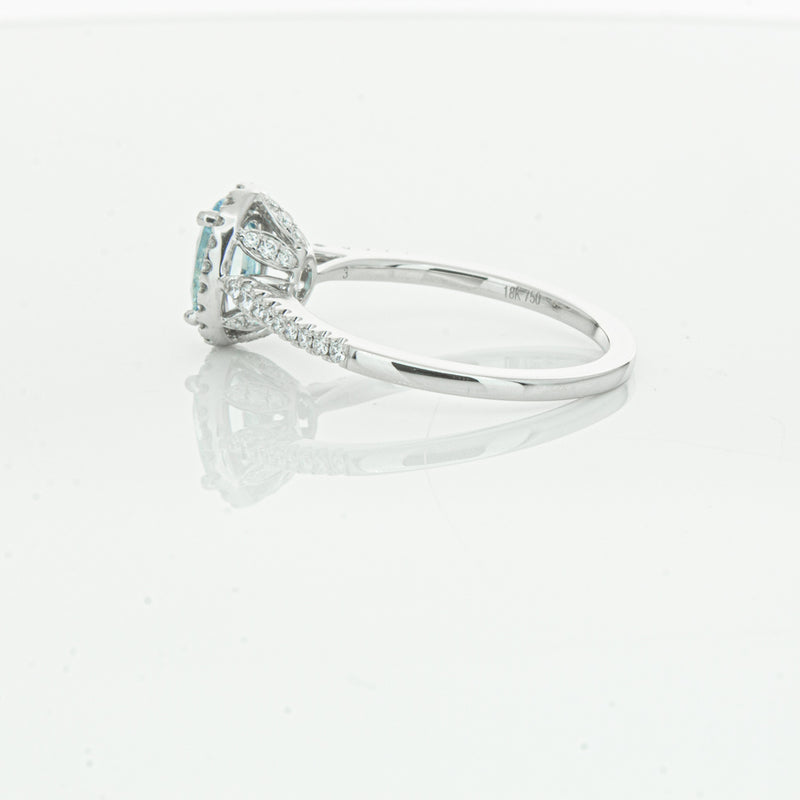 18ct White Gold Aquamarine & Diamond Mini Sierra Ring-Ring-Walker & Hall