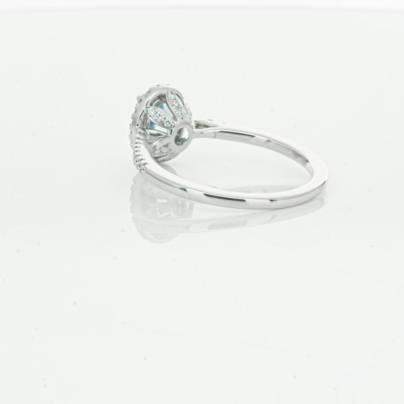 18ct White Gold Aquamarine & Diamond Mini Sierra Ring-Ring-Walker & Hall