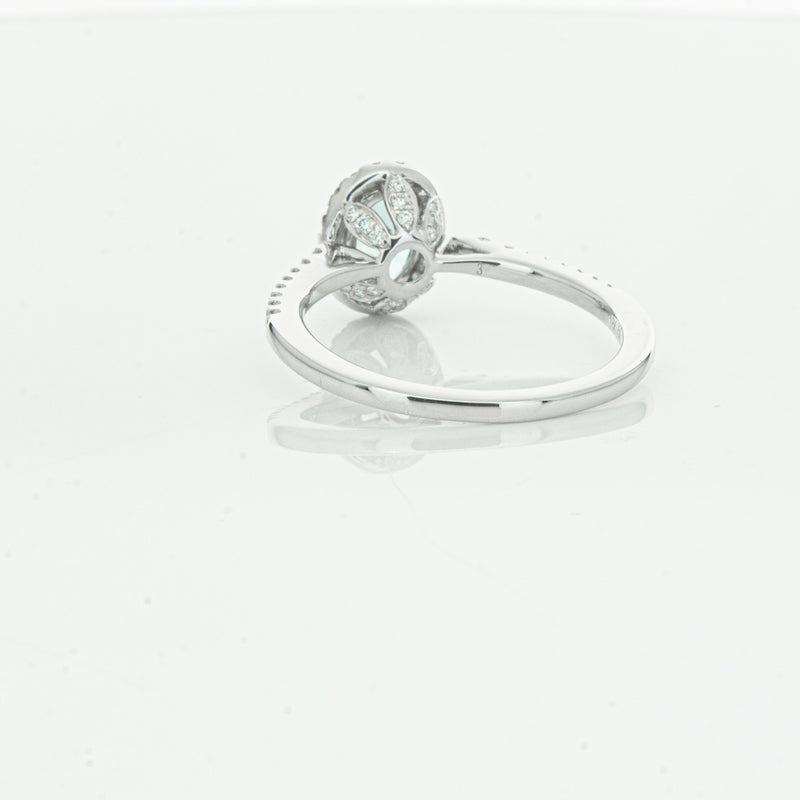 18ct White Gold Aquamarine & Diamond Mini Sierra Ring-Ring-Walker & Hall