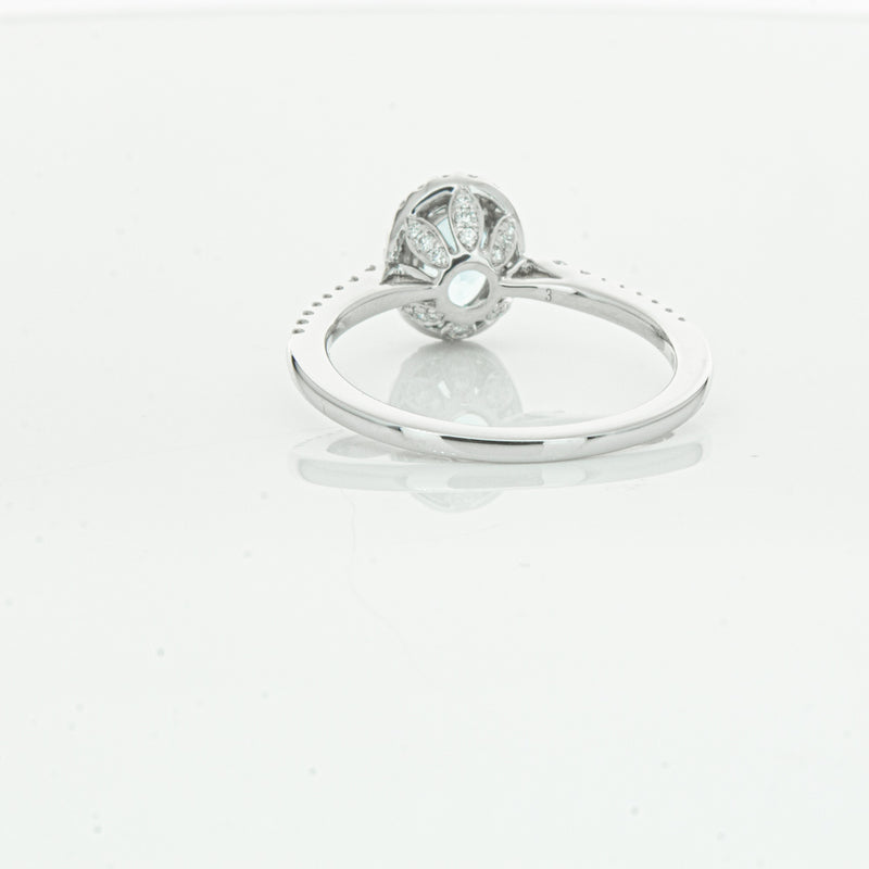 18ct White Gold Aquamarine & Diamond Mini Sierra Ring-Ring-Walker & Hall