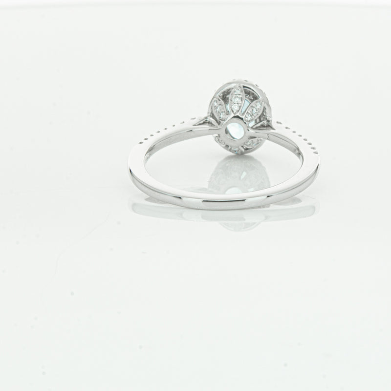 18ct White Gold Aquamarine & Diamond Mini Sierra Ring-Ring-Walker & Hall