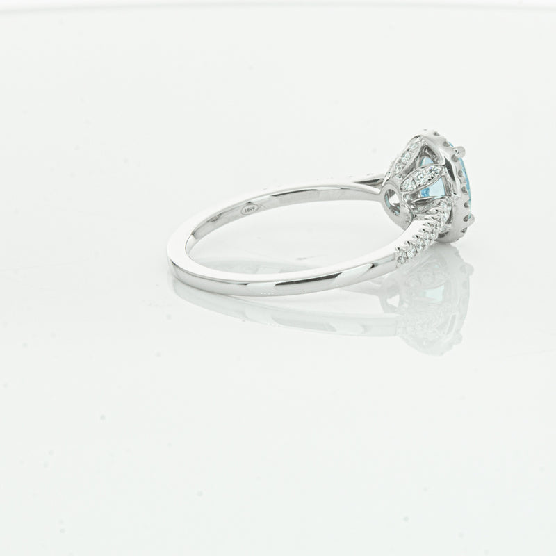 18ct White Gold Aquamarine & Diamond Mini Sierra Ring-Ring-Walker & Hall