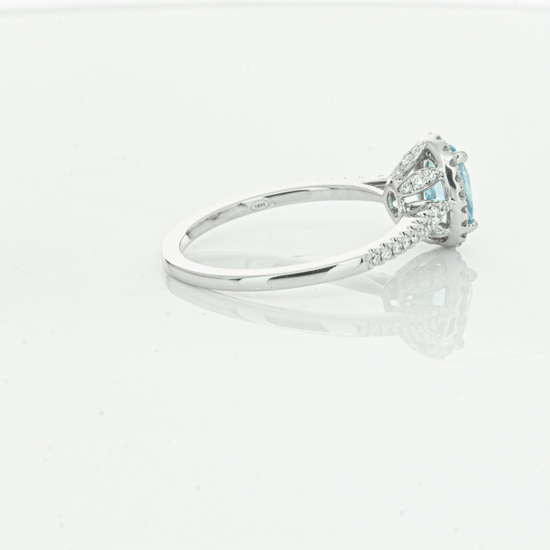 18ct White Gold Aquamarine & Diamond Mini Sierra Ring-Ring-Walker & Hall