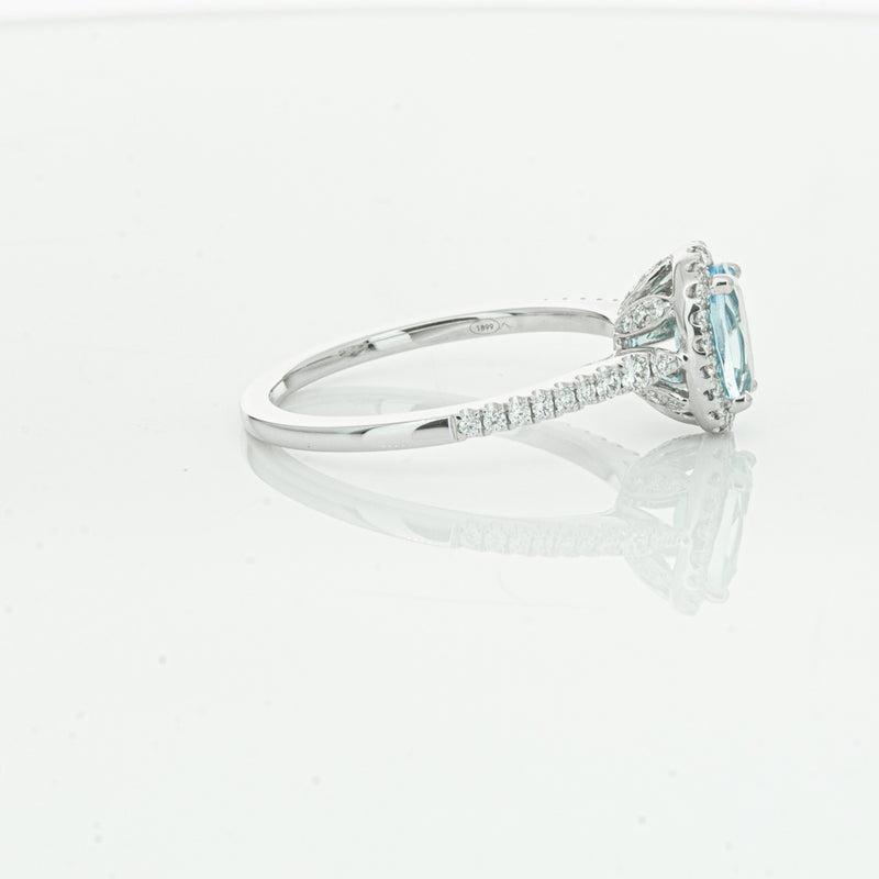18ct White Gold Aquamarine & Diamond Mini Sierra Ring-Ring-Walker & Hall