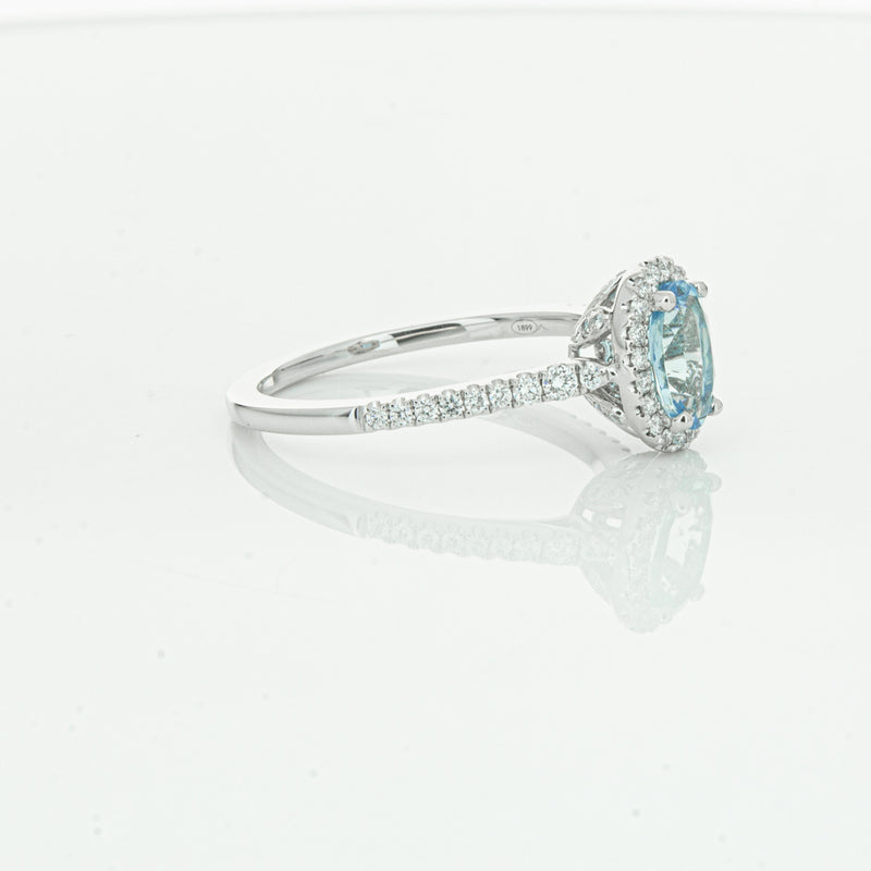 18ct White Gold Aquamarine & Diamond Mini Sierra Ring-Ring-Walker & Hall