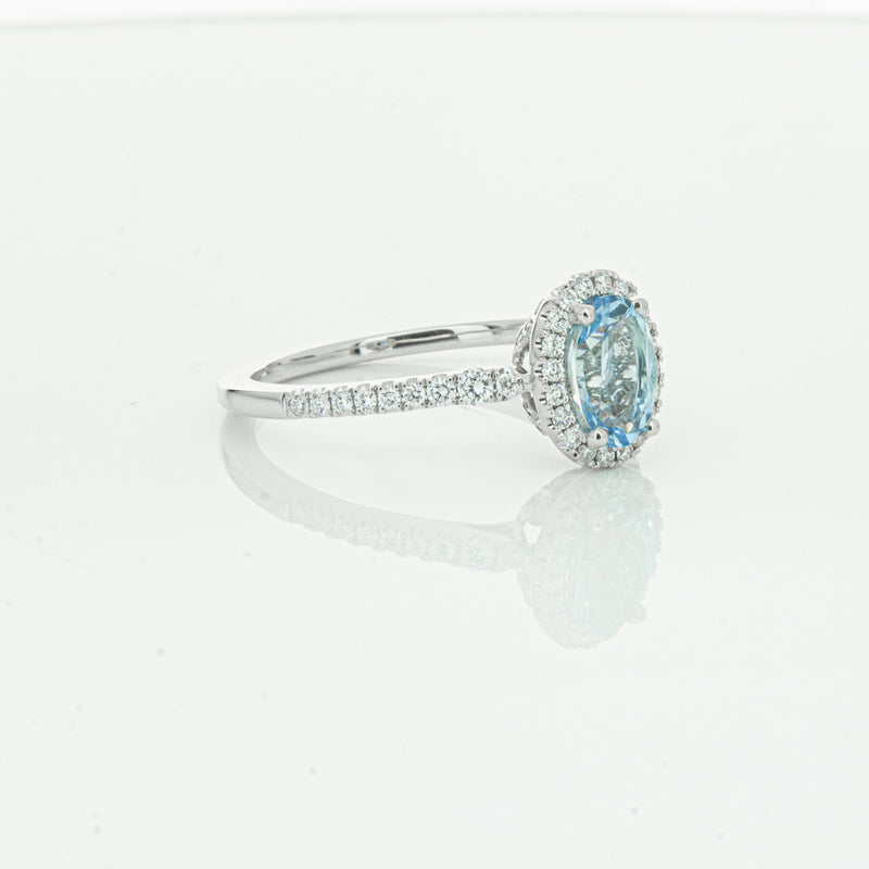 18ct White Gold Aquamarine & Diamond Mini Sierra Ring-Ring-Walker & Hall