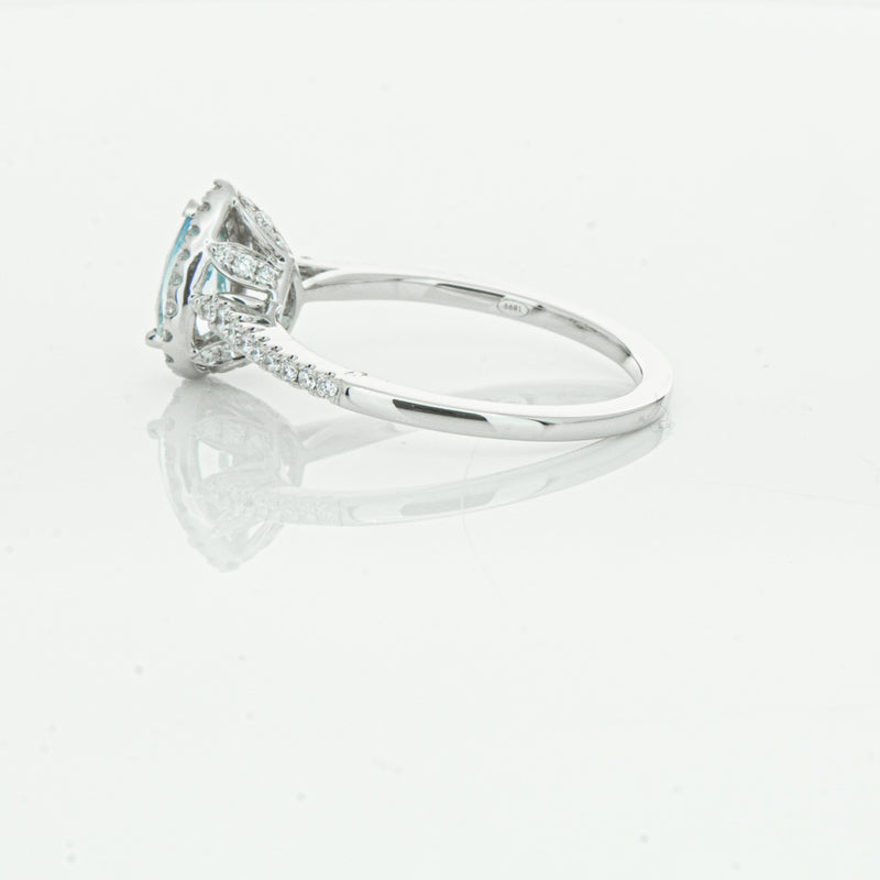 18ct White Gold .60ct Aquamarine & Diamond Mini Sierra Ring-Ring-Walker & Hall