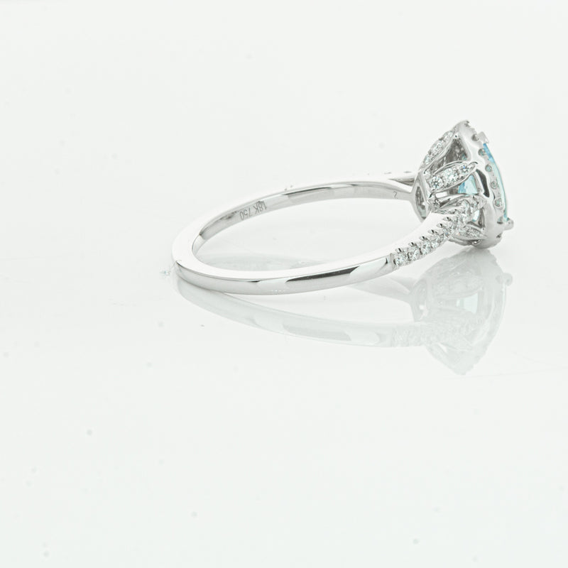 18ct White Gold .60ct Aquamarine & Diamond Mini Sierra Ring-Ring-Walker & Hall