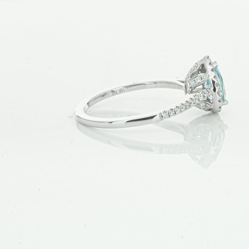 18ct White Gold .60ct Aquamarine & Diamond Mini Sierra Ring-Ring-Walker & Hall