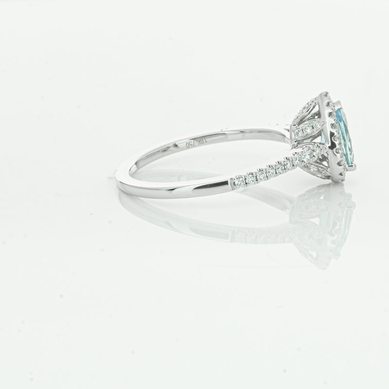 18ct White Gold .60ct Aquamarine & Diamond Mini Sierra Ring-Ring-Walker & Hall