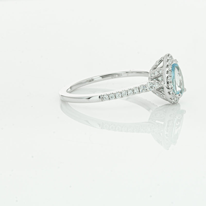 18ct White Gold .60ct Aquamarine & Diamond Mini Sierra Ring-Ring-Walker & Hall
