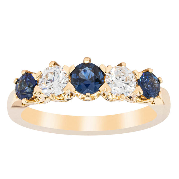 18ct Yellow Gold .67ct Sapphire & Diamond Pentagon Ring - Ring - Walker & Hall
