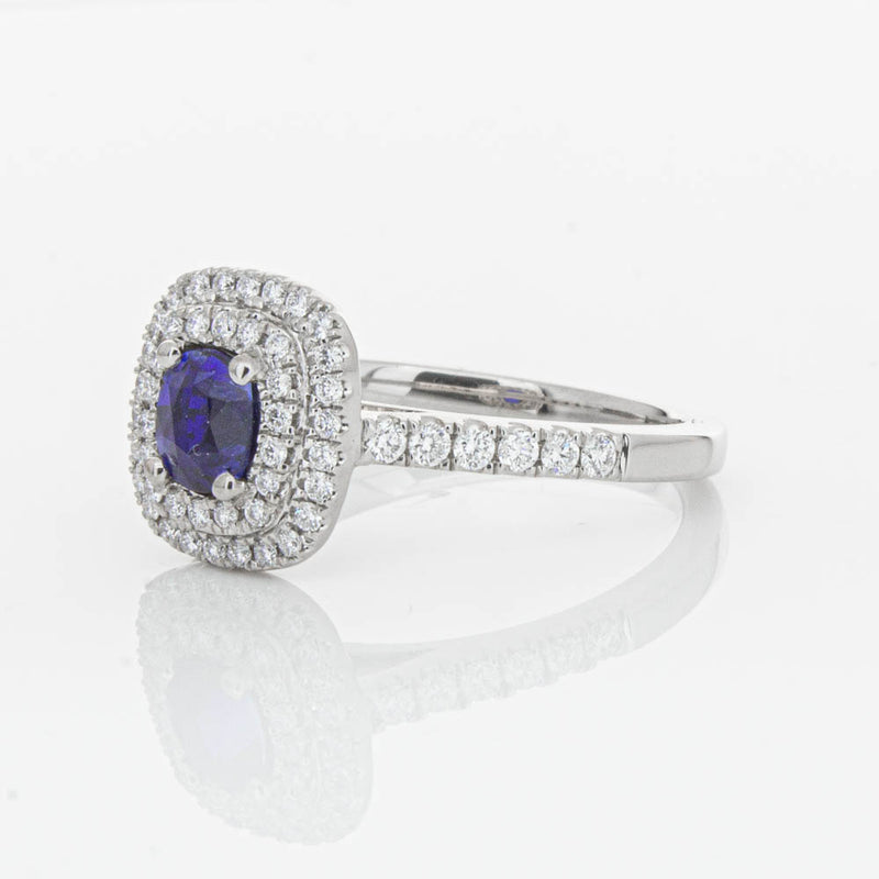 18ct White Gold .79ct Sapphire & Diamond Rosa Ring-Ring-Walker & Hall