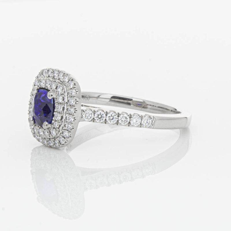 18ct White Gold .79ct Sapphire & Diamond Rosa Ring-Ring-Walker & Hall