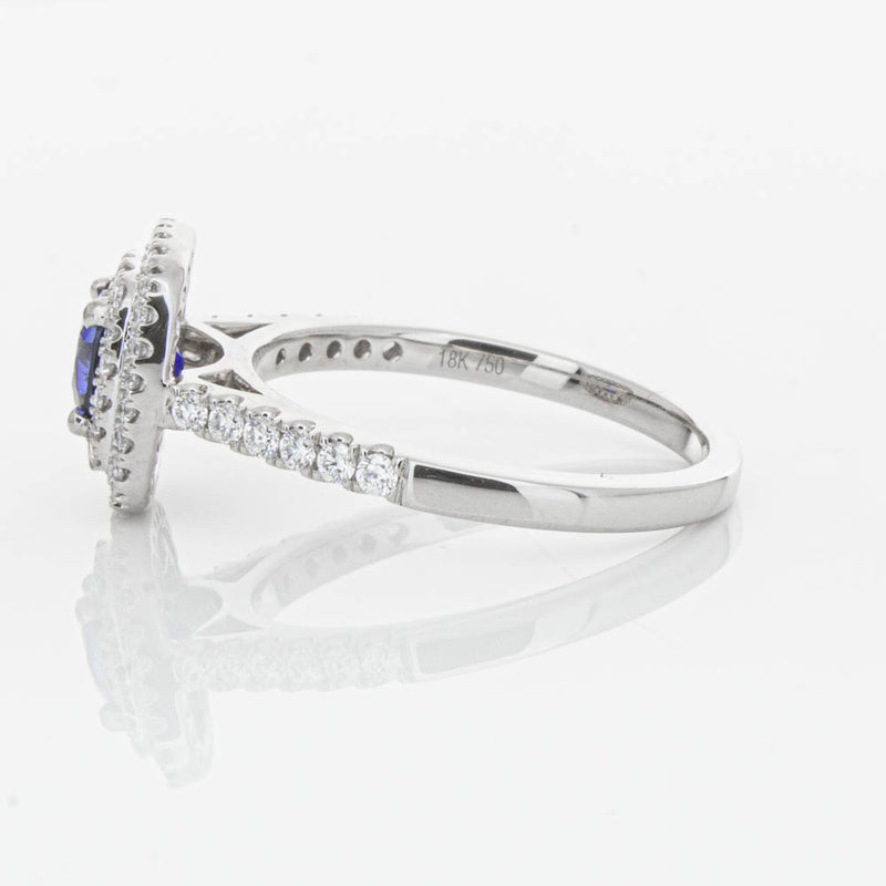 18ct White Gold .79ct Sapphire & Diamond Rosa Ring-Ring-Walker & Hall