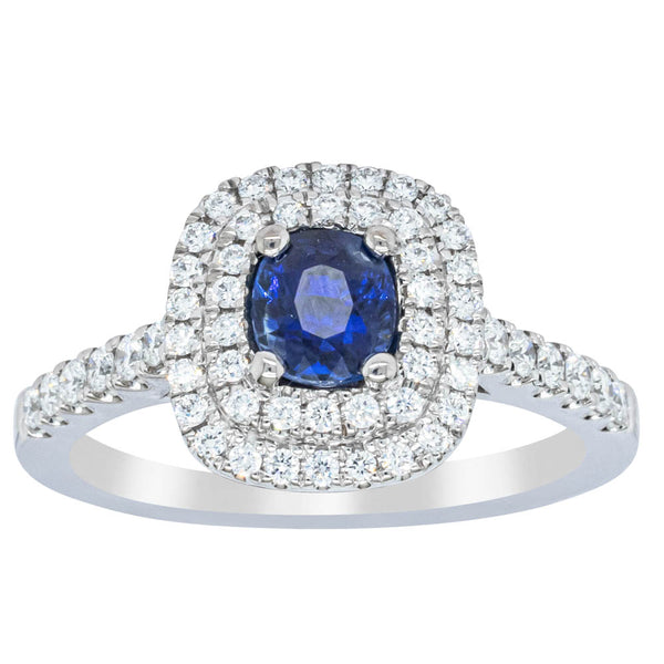18ct White Gold .79ct Sapphire & Diamond Rosa Ring - Ring - Walker & Hall