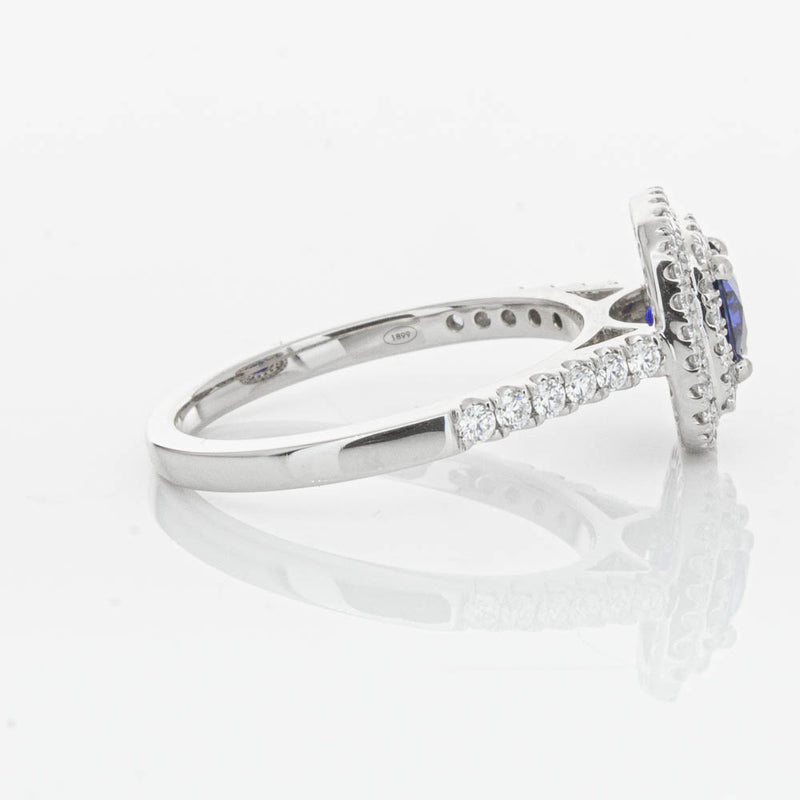 18ct White Gold .79ct Sapphire & Diamond Rosa Ring-Ring-Walker & Hall