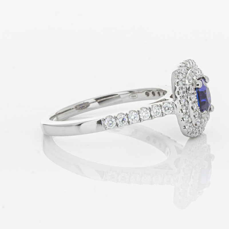 18ct White Gold .79ct Sapphire & Diamond Rosa Ring-Ring-Walker & Hall