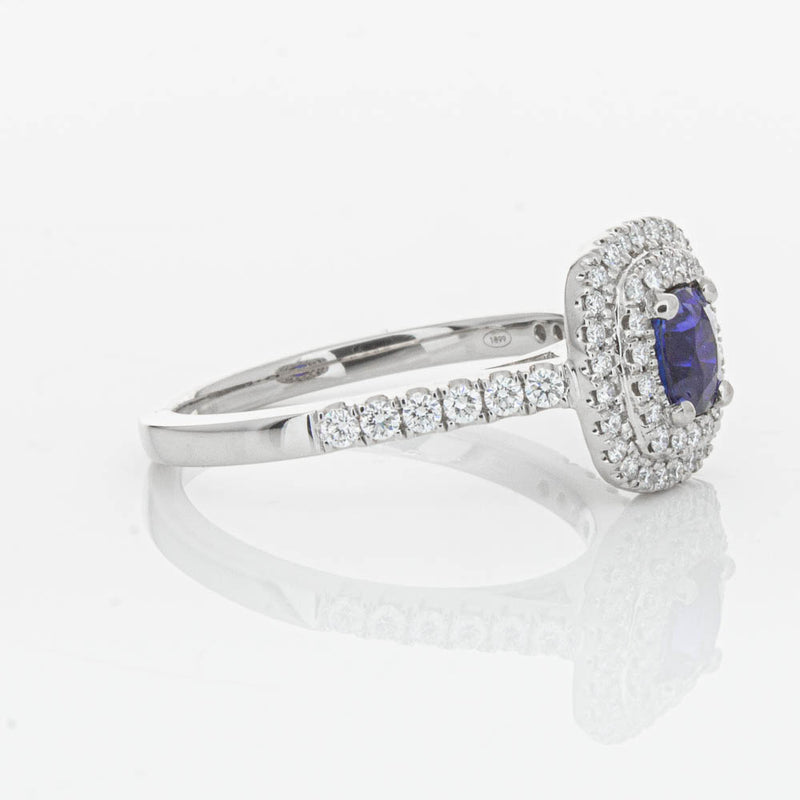 18ct White Gold .79ct Sapphire & Diamond Rosa Ring-Ring-Walker & Hall