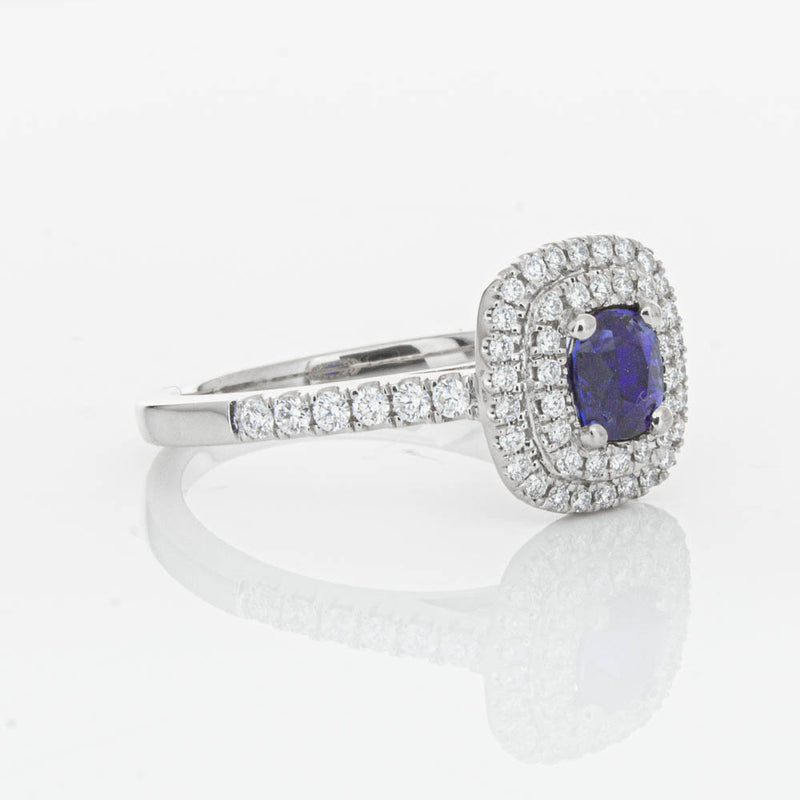 18ct White Gold .79ct Sapphire & Diamond Rosa Ring-Ring-Walker & Hall