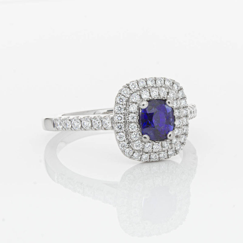 18ct White Gold .79ct Sapphire & Diamond Rosa Ring-Ring-Walker & Hall