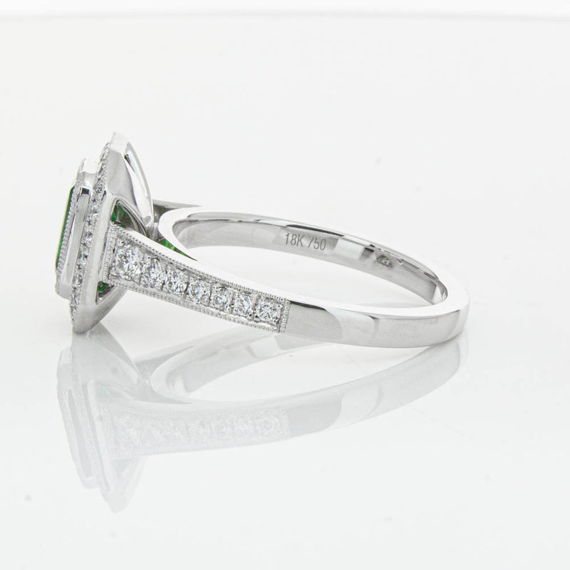 18ct White Gold Emerald & Diamond Ring-Ring-Walker & Hall