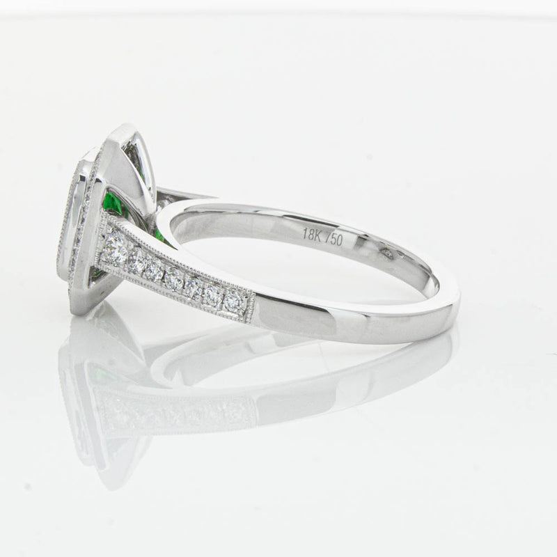 18ct White Gold Emerald & Diamond Ring-Ring-Walker & Hall