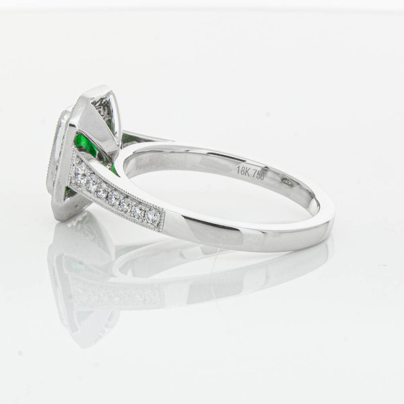 18ct White Gold Emerald & Diamond Ring-Ring-Walker & Hall