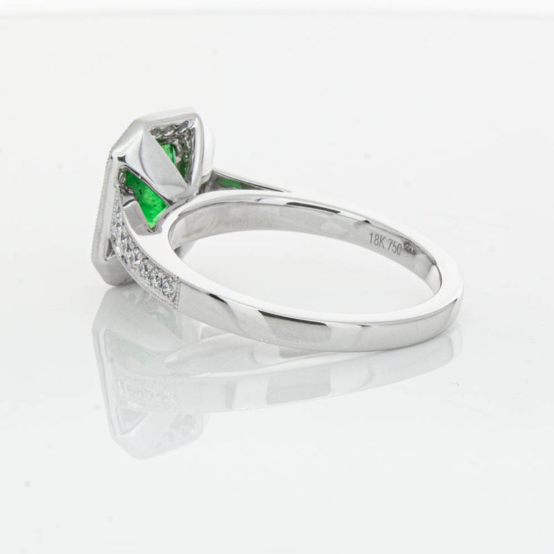 18ct White Gold Emerald & Diamond Ring-Ring-Walker & Hall