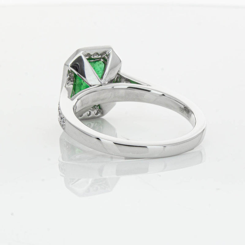 18ct White Gold Emerald & Diamond Ring-Ring-Walker & Hall