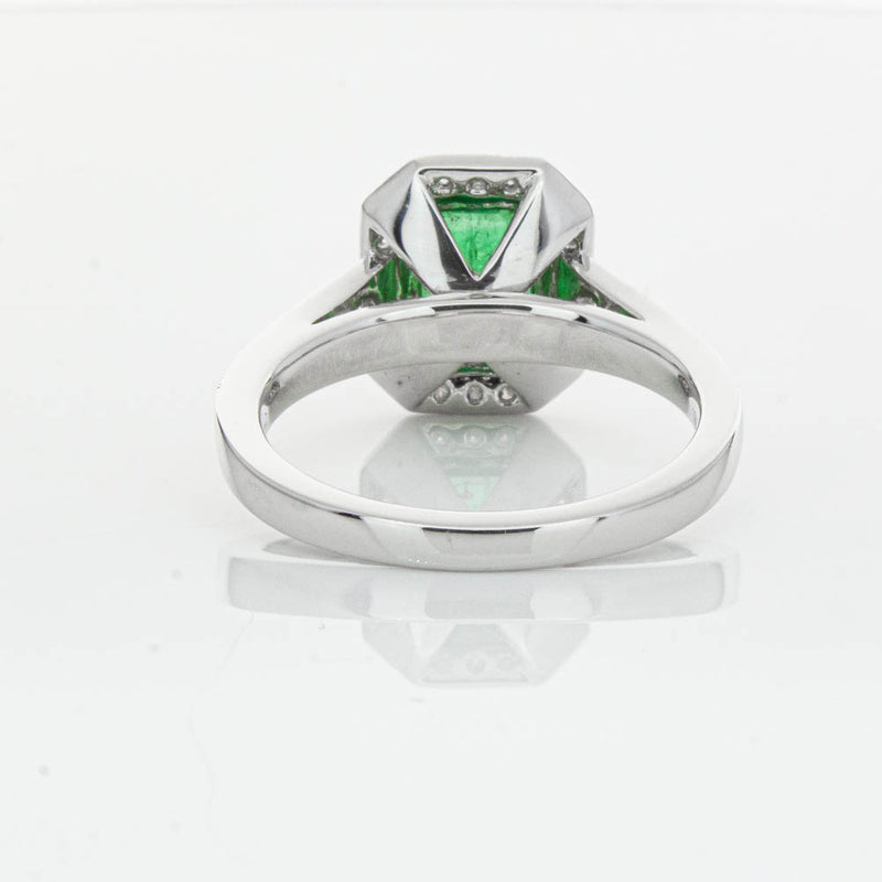 18ct White Gold Emerald & Diamond Ring-Ring-Walker & Hall