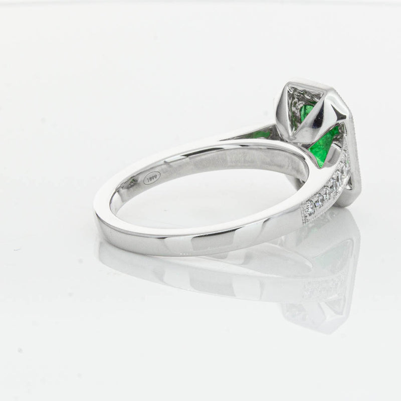 18ct White Gold Emerald & Diamond Ring-Ring-Walker & Hall