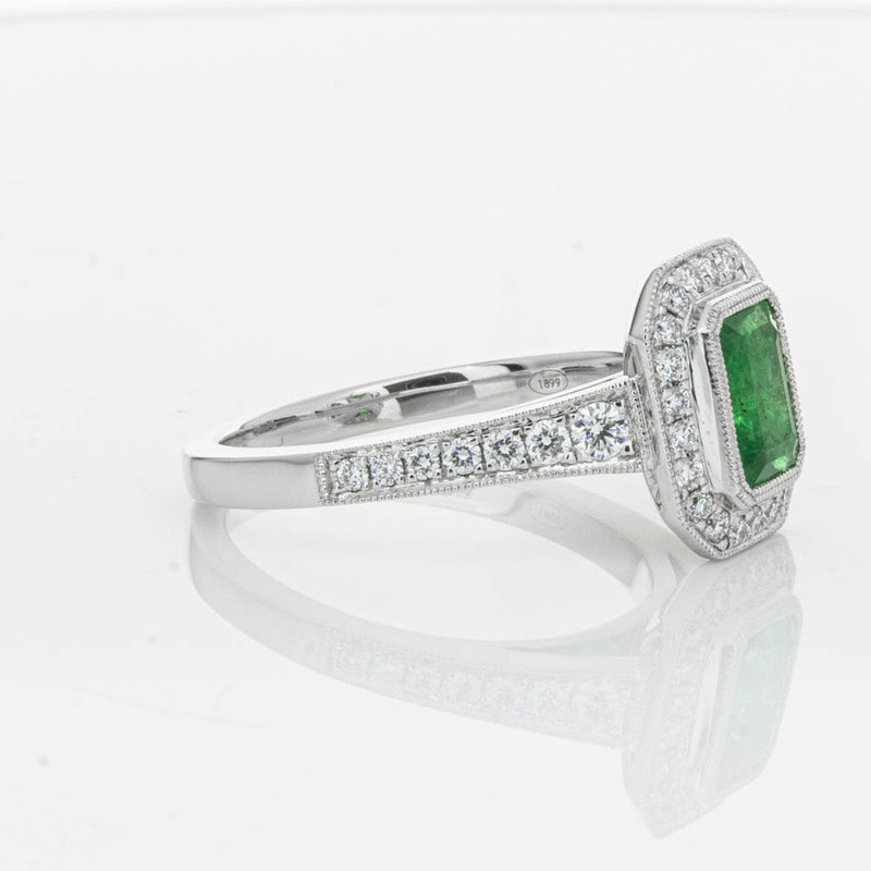 18ct White Gold Emerald & Diamond Ring-Ring-Walker & Hall