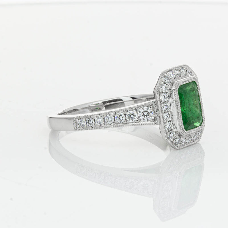 18ct White Gold Emerald & Diamond Ring-Ring-Walker & Hall
