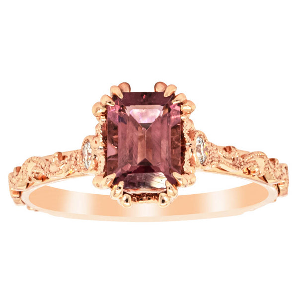 18ct Rose Gold .92ct Pink Tourmaline & Diamond Romanov Ring - Ring - Walker & Hall