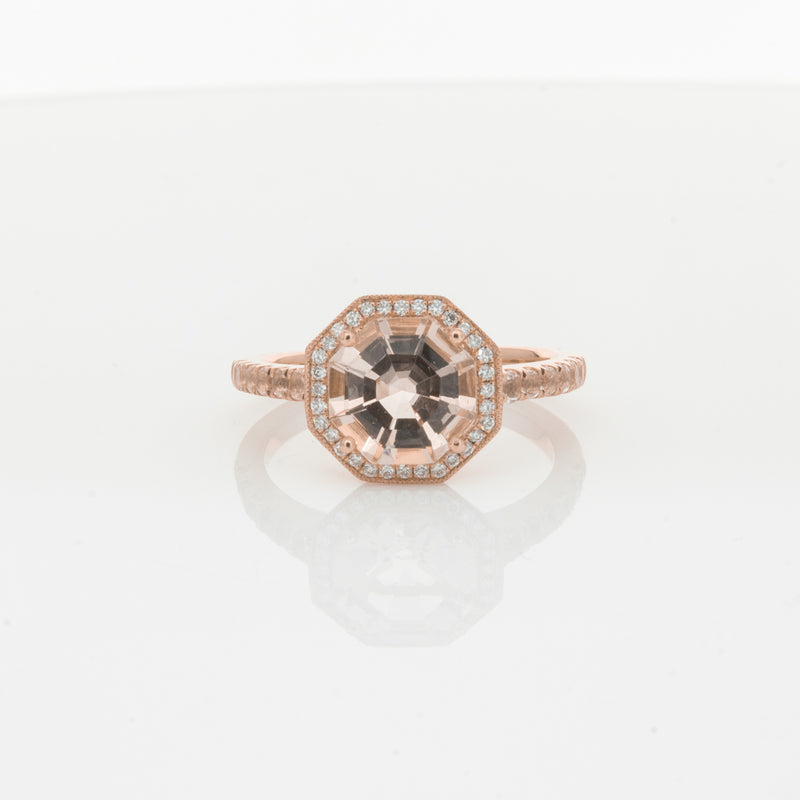 18ct Rose Gold Morganite Octavex Ring-Ring-Walker & Hall