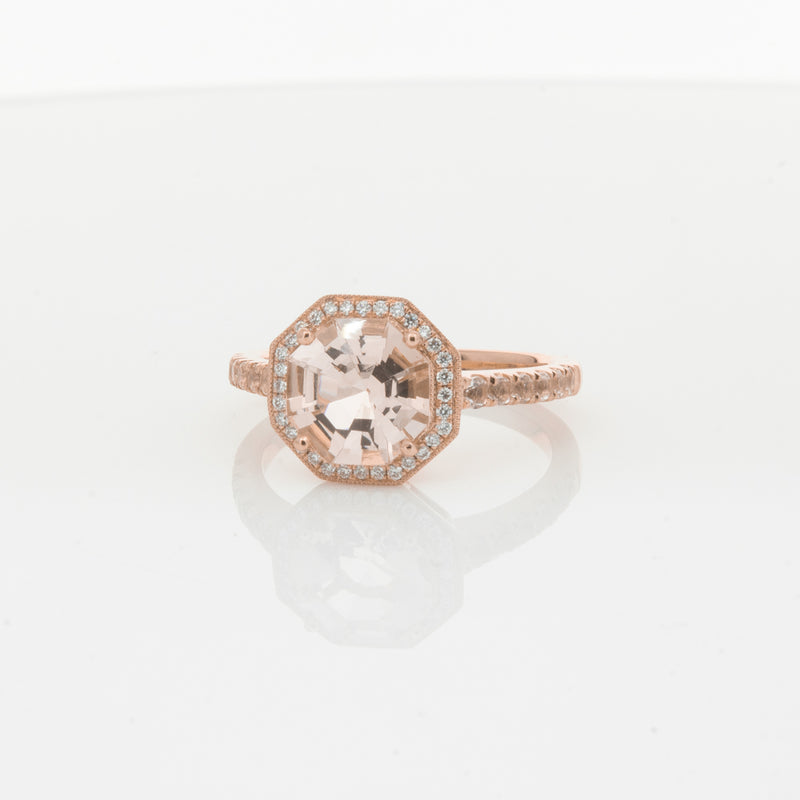 18ct Rose Gold Morganite Octavex Ring-Ring-Walker & Hall
