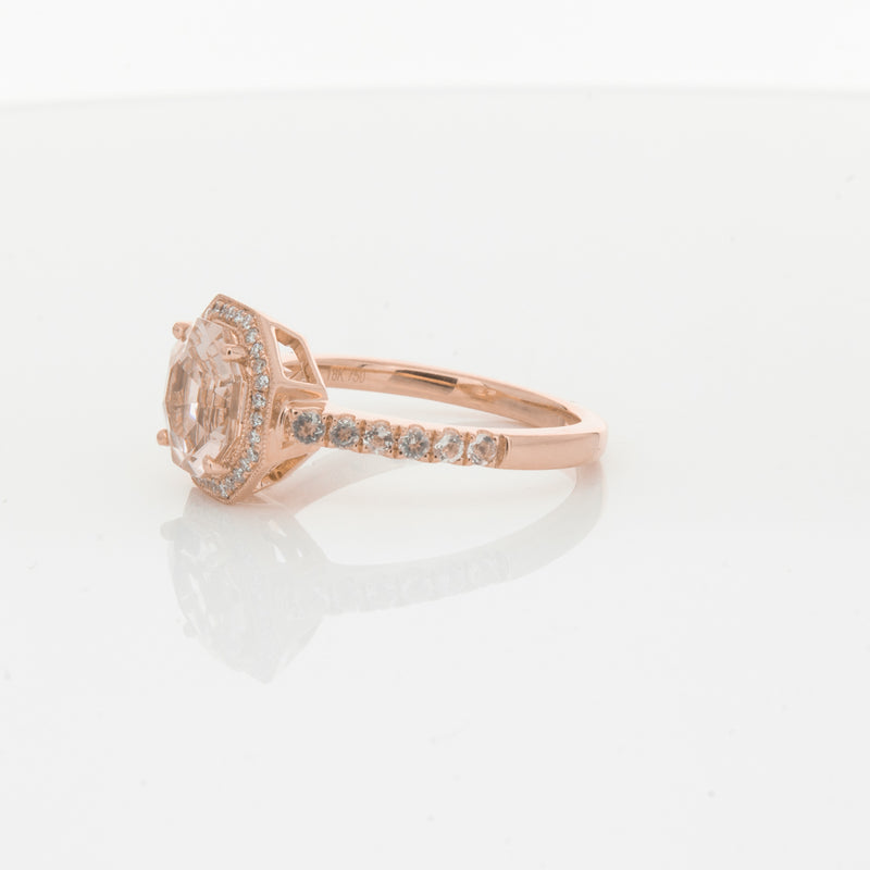 18ct Rose Gold Morganite Octavex Ring-Ring-Walker & Hall
