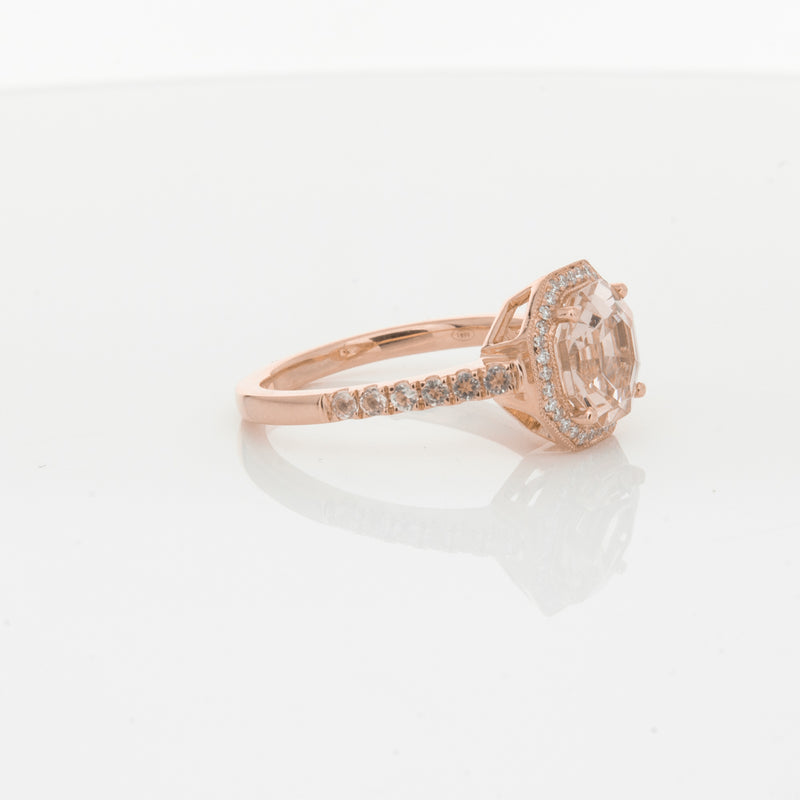 18ct Rose Gold Morganite Octavex Ring-Ring-Walker & Hall