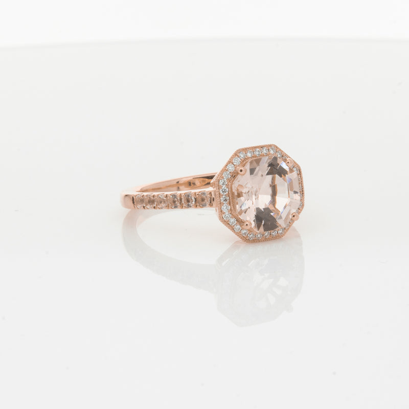 18ct Rose Gold Morganite Octavex Ring-Ring-Walker & Hall