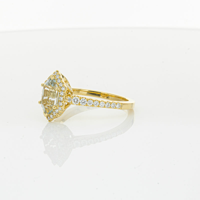 18ct Yellow Gold Aquamarine & Diamond Mini Sierra Ring-Ring-Walker & Hall