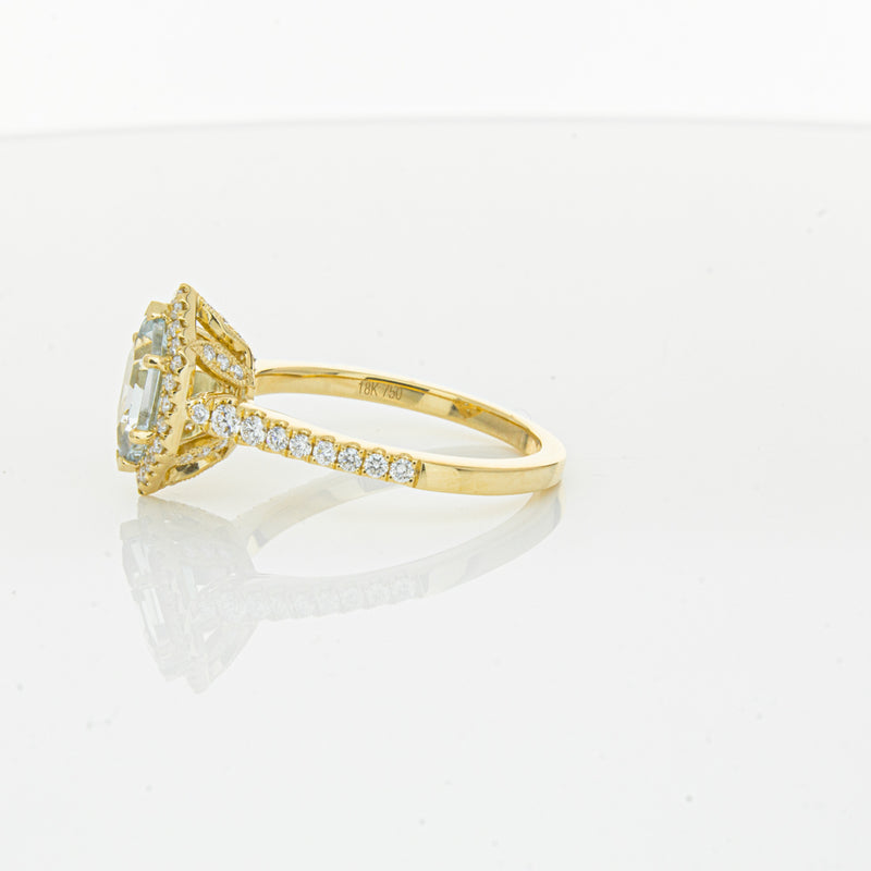 18ct Yellow Gold Aquamarine & Diamond Mini Sierra Ring-Ring-Walker & Hall