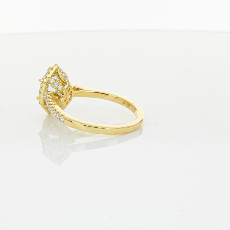 18ct Yellow Gold Aquamarine & Diamond Mini Sierra Ring-Ring-Walker & Hall