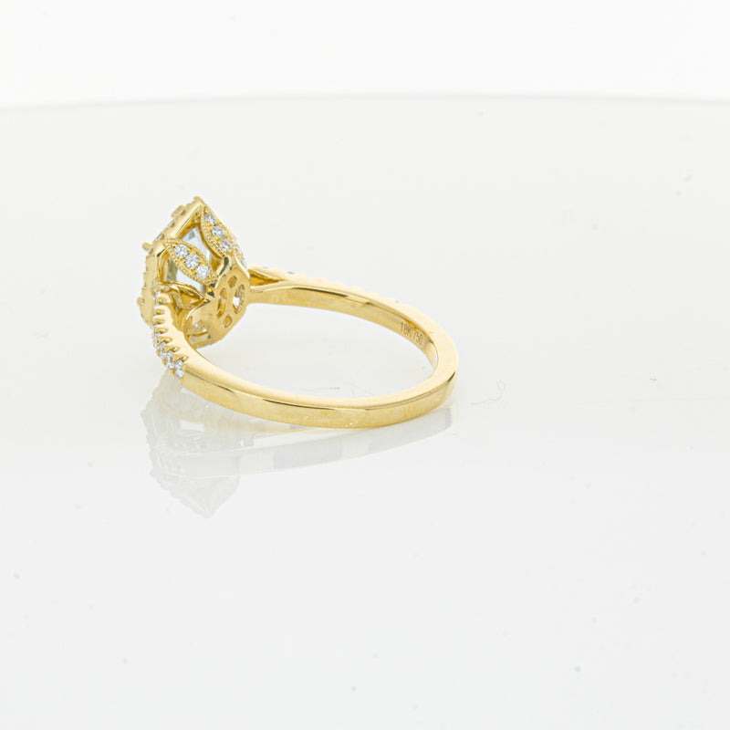 18ct Yellow Gold Aquamarine & Diamond Mini Sierra Ring-Ring-Walker & Hall