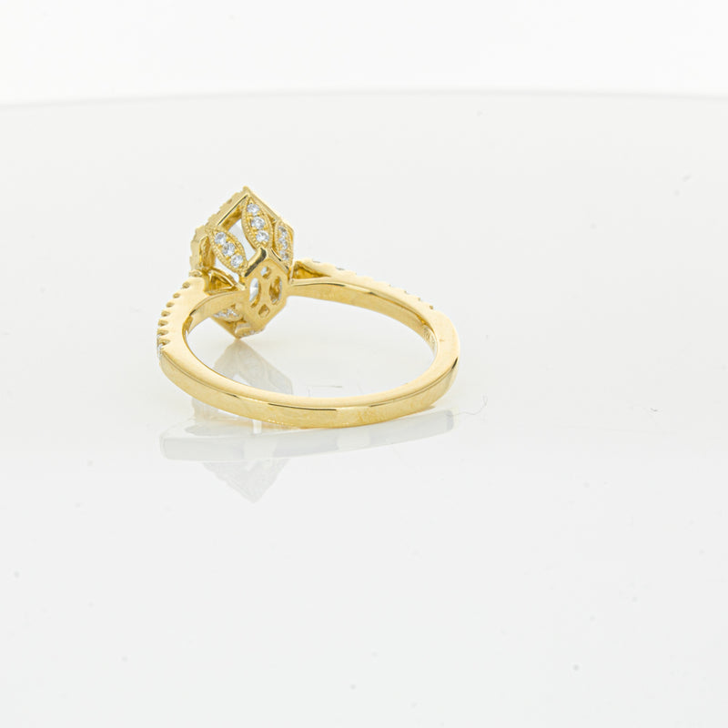 18ct Yellow Gold Aquamarine & Diamond Mini Sierra Ring-Ring-Walker & Hall