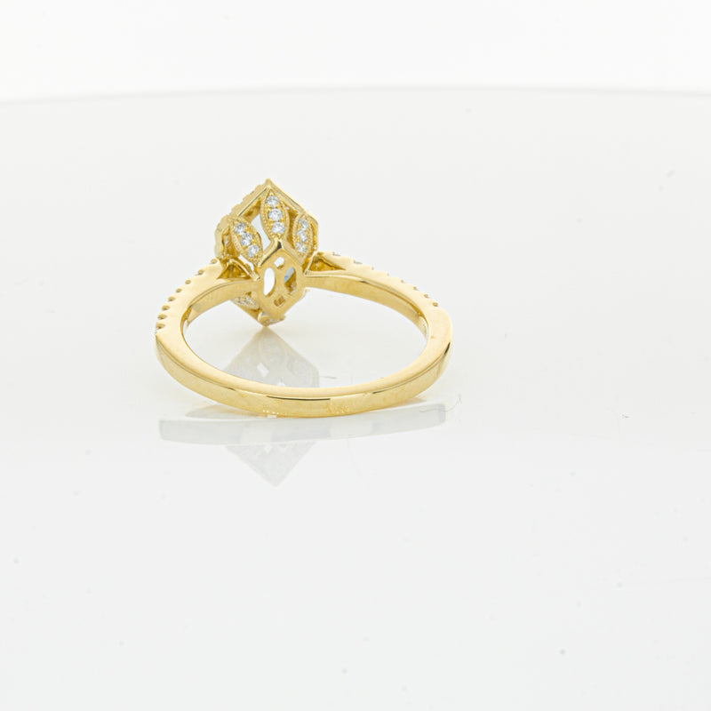 18ct Yellow Gold Aquamarine & Diamond Mini Sierra Ring-Ring-Walker & Hall