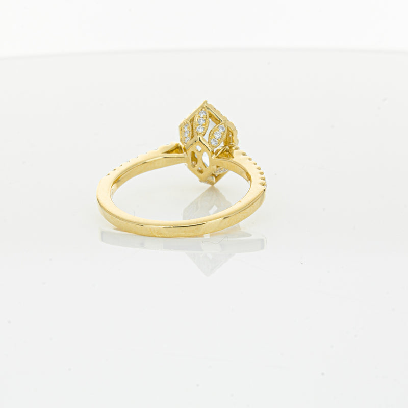 18ct Yellow Gold Aquamarine & Diamond Mini Sierra Ring-Ring-Walker & Hall