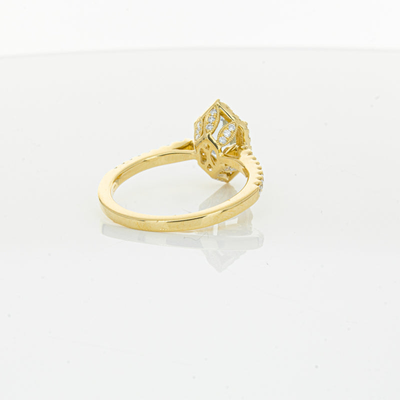 18ct Yellow Gold Aquamarine & Diamond Mini Sierra Ring-Ring-Walker & Hall