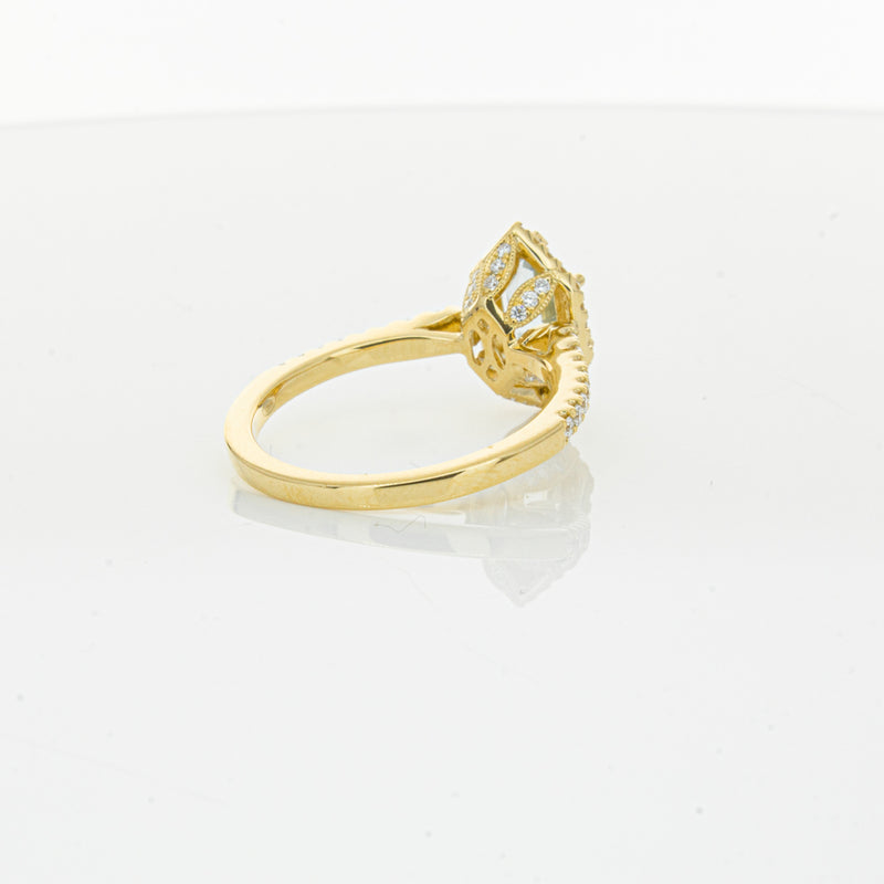 18ct Yellow Gold Aquamarine & Diamond Mini Sierra Ring-Ring-Walker & Hall