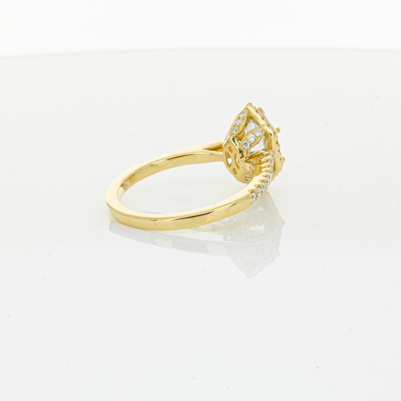 18ct Yellow Gold Aquamarine & Diamond Mini Sierra Ring-Ring-Walker & Hall